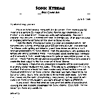 Sonic X-treme - Box Cover Letter